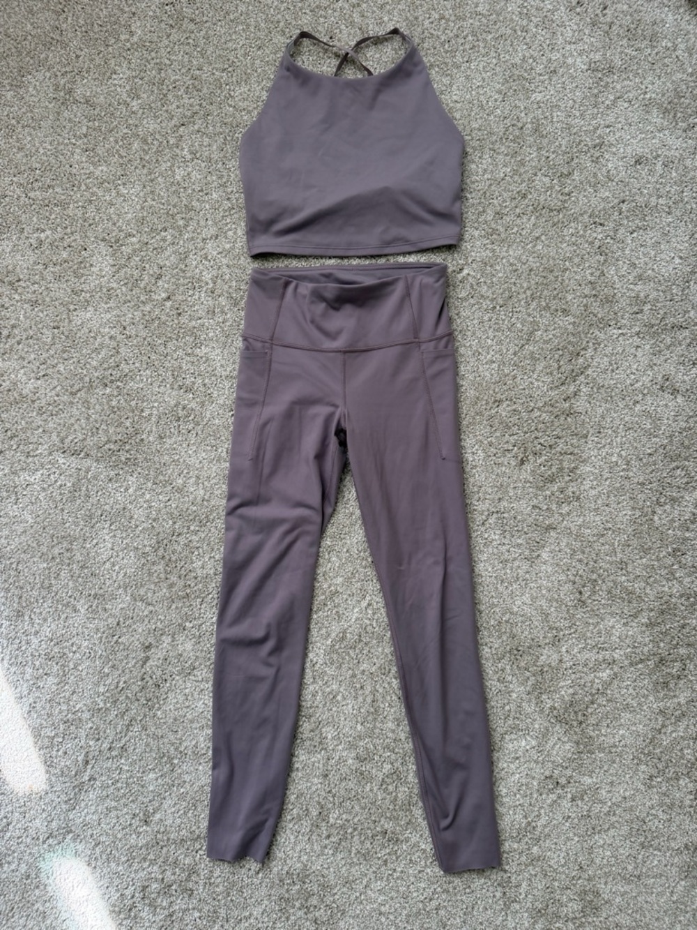 Women’s High-Waist Purple Active Leggings & Crop Top Set